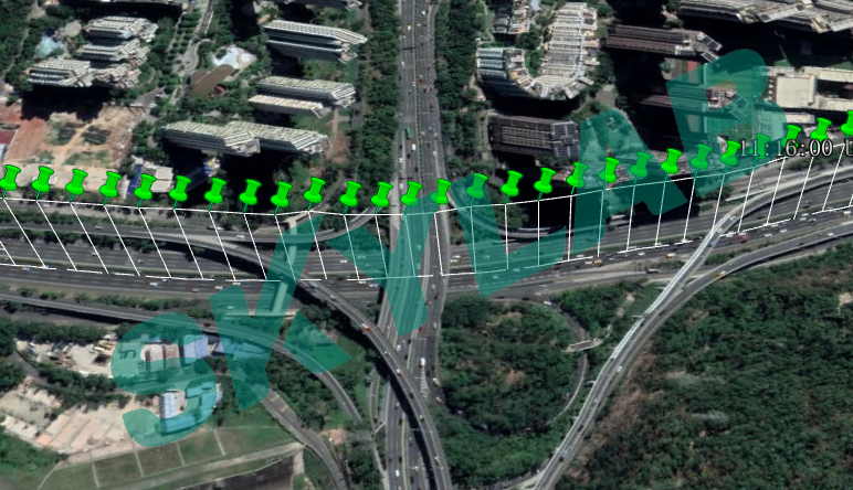 高架桥环境，卫星信号有遮挡路测效果图